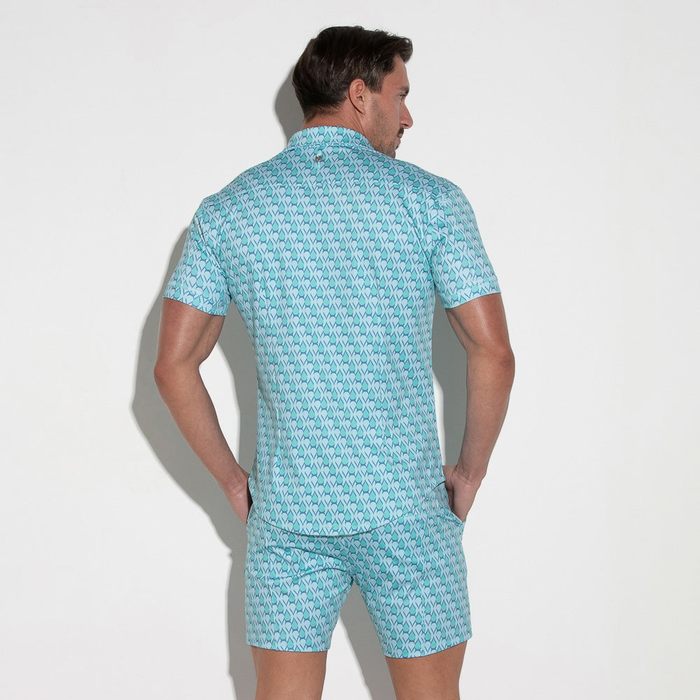 Camisa de manga corta stretch silky aqua