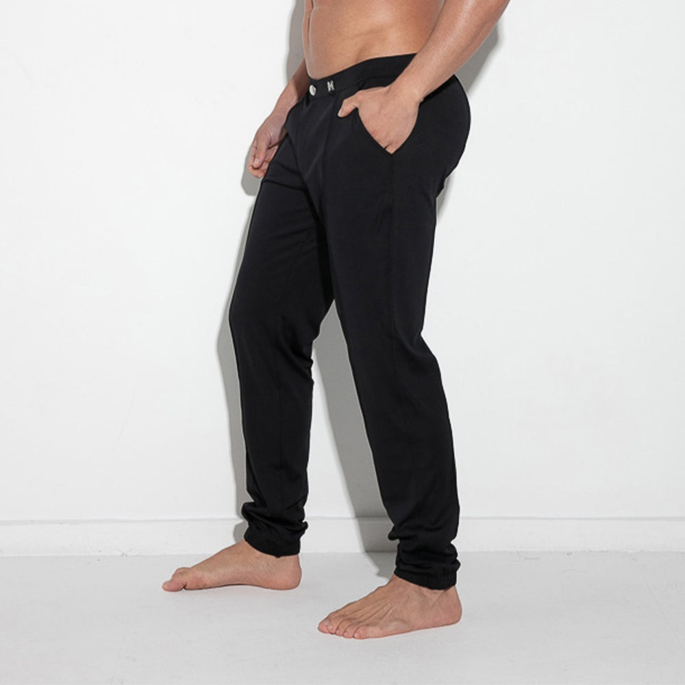 Pantalón silky stretch con puños negro