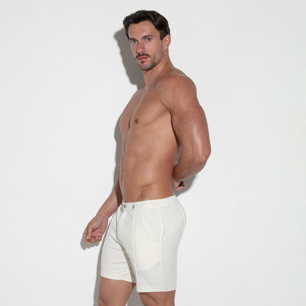 Pantalón corto silky stretch blanco roto