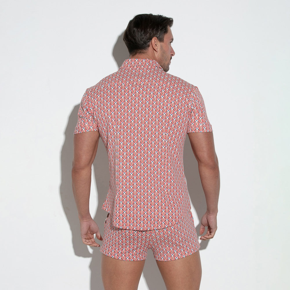 Camisa elástica slim fit coral
