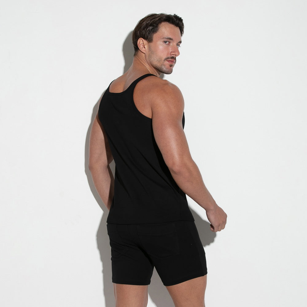 Essential rib tank top black