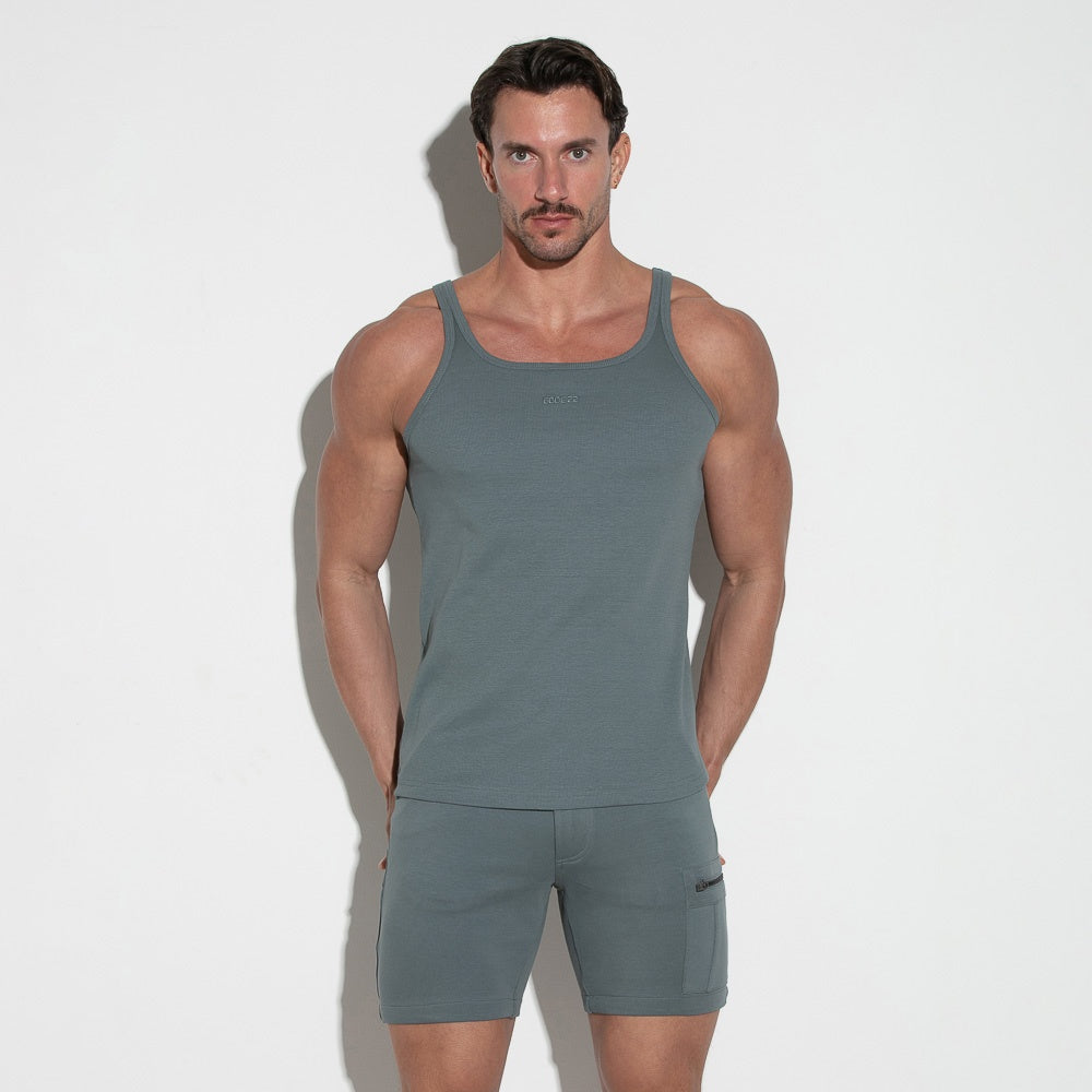 Essential rib tank top charcoal grey