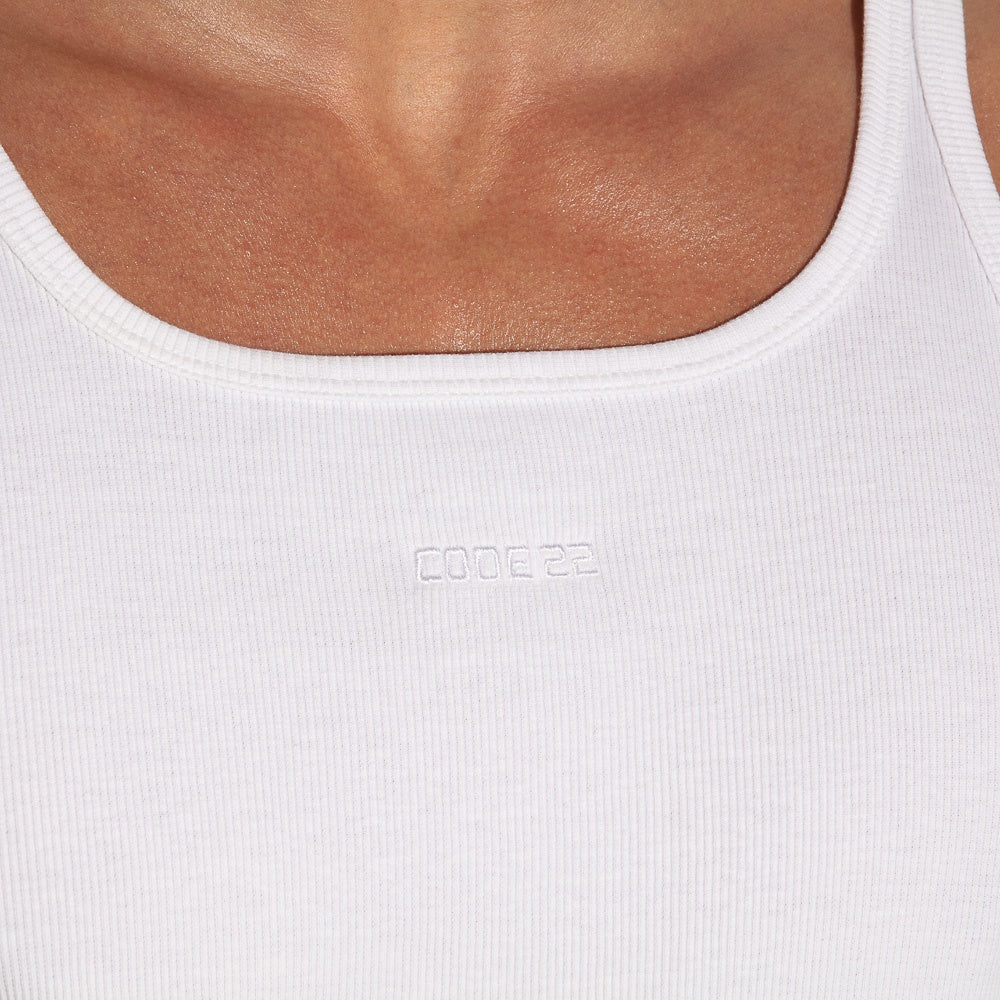 Essential rib tank top white