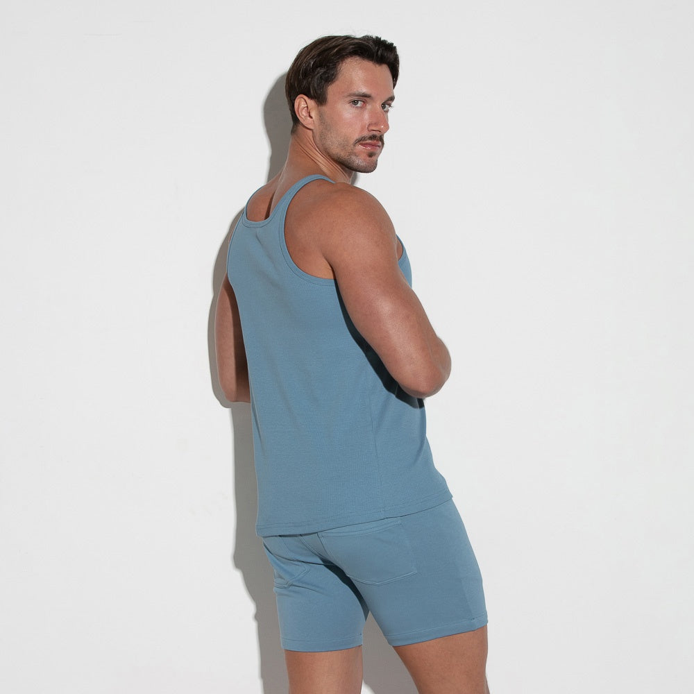 Essential rib tank top petrol