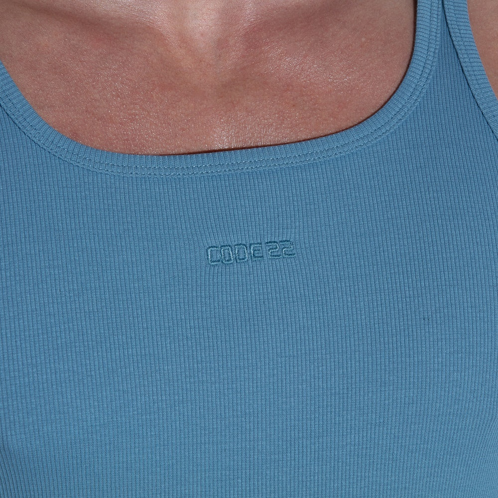 Essential rib tank top petrol