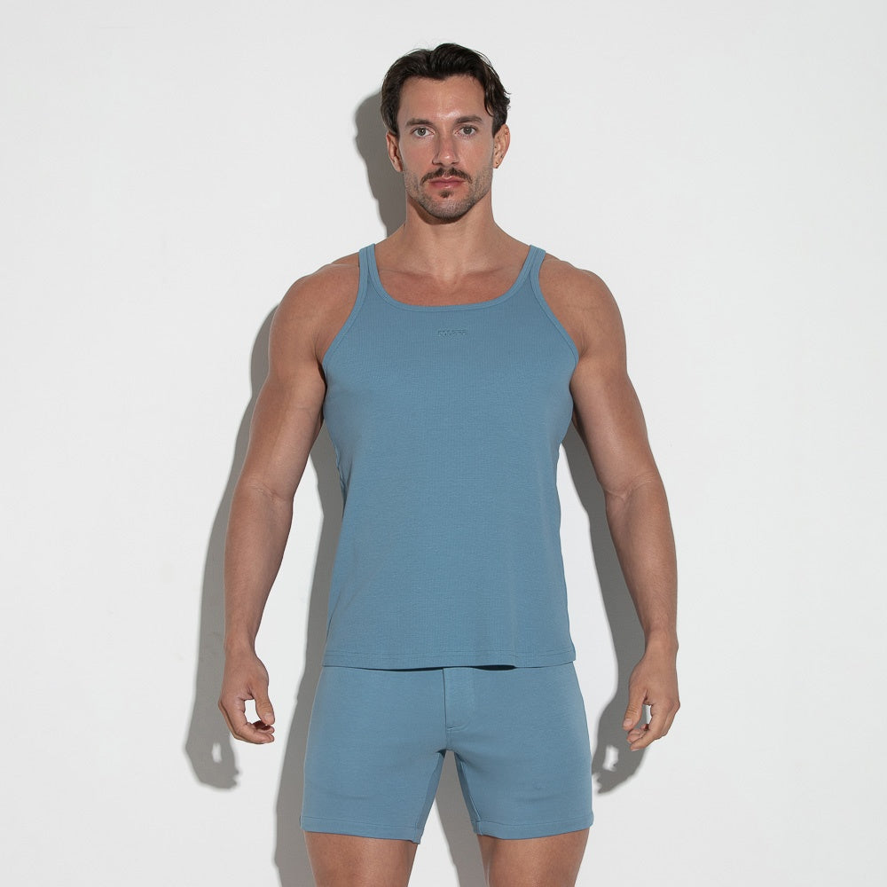 Essential rib tank top petrol