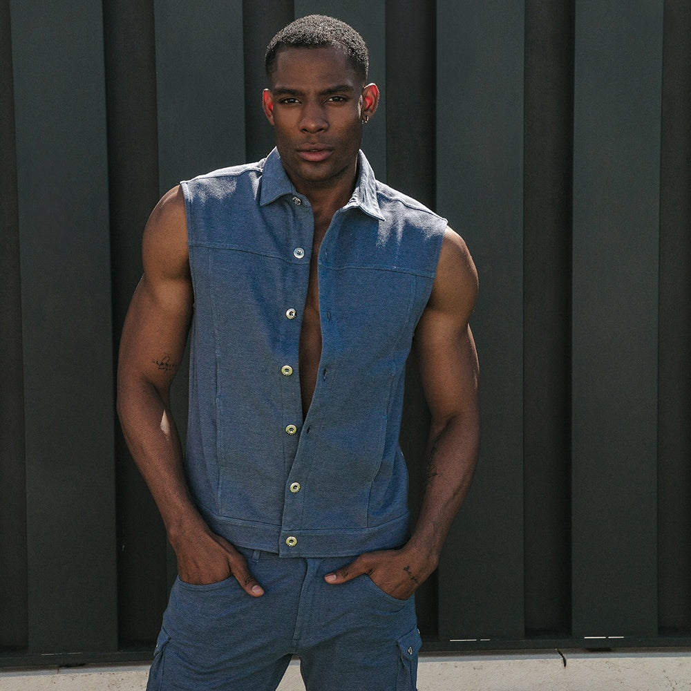 Billy trucker vest blue