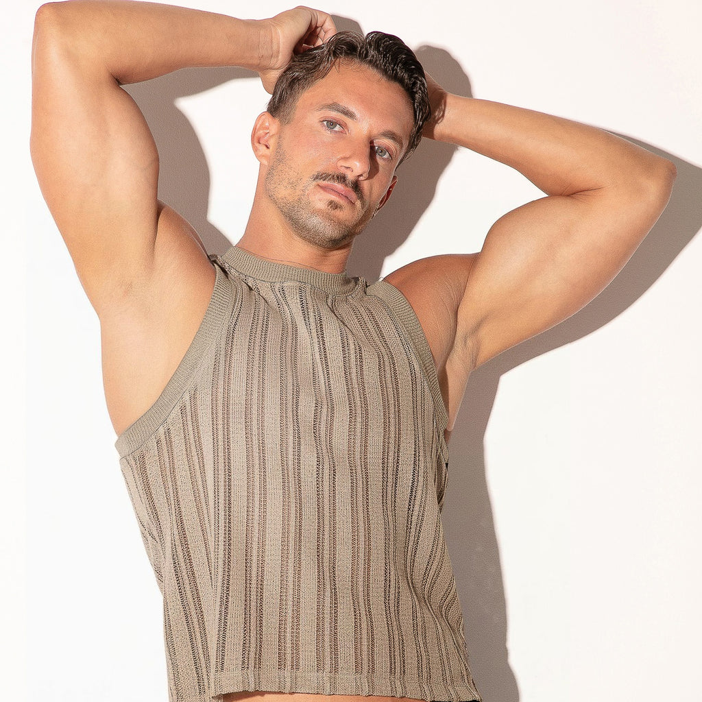 Camiseta tank Oasis de jacquard calado latte