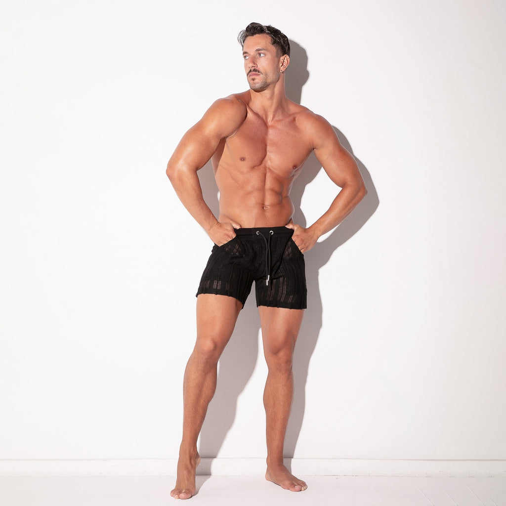 Pantalón corto Oasis de jacquard calado negro