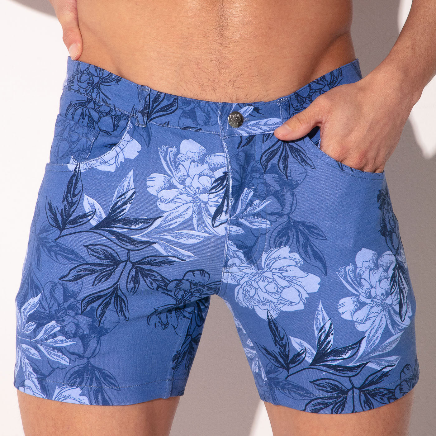 Short iconic ajustado élastico azul