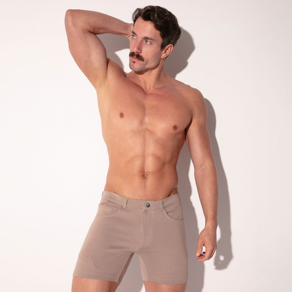 ICONIC 5 POCKET SHORT TAUPE
