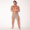 CODE 22 men's taupe 5 pocket shorts front view