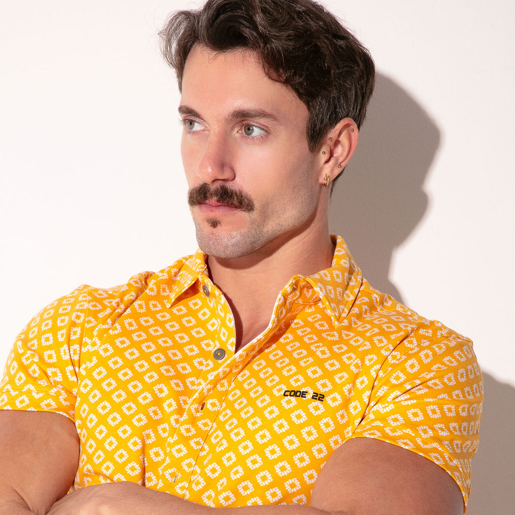 Camisa Iconic slim fit mostaza