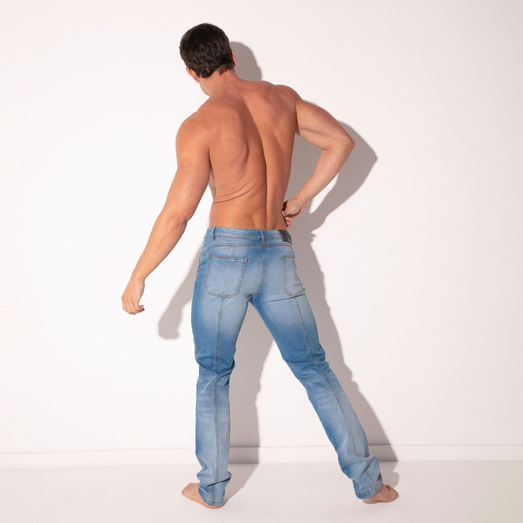 Pantalón vaquero elástico de 5 bolsillos azul marino