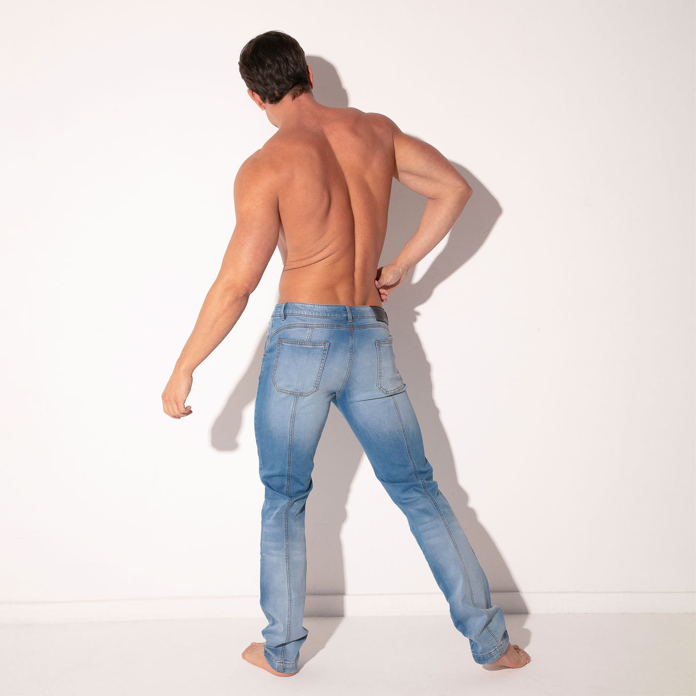 Pantalón vaquero elástico de 5 bolsillos azul marino