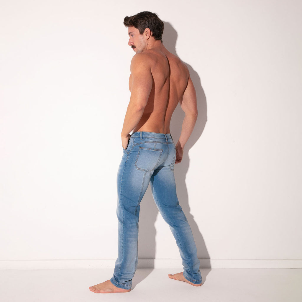 Pantalón vaquero elástico de 5 bolsillos azul marino