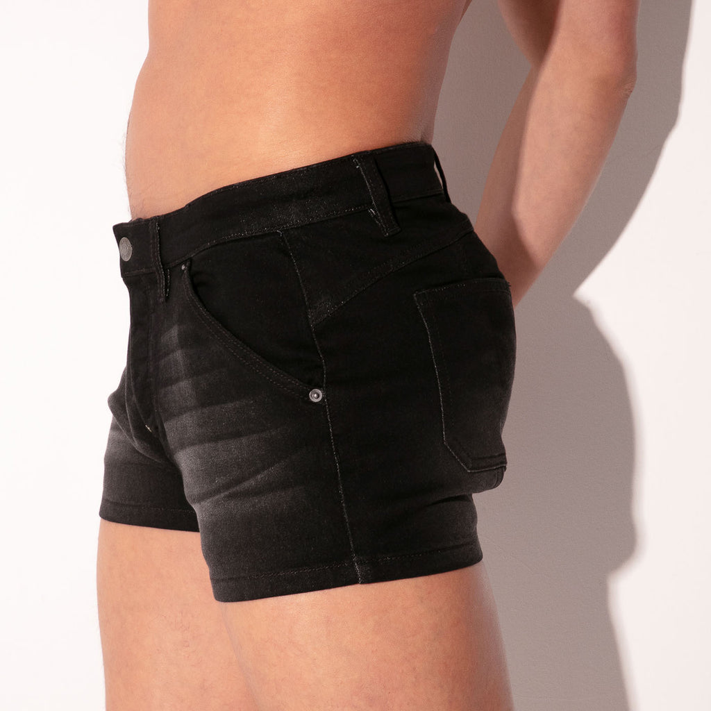 Short vaquero elástico de 5 bolsillos negro