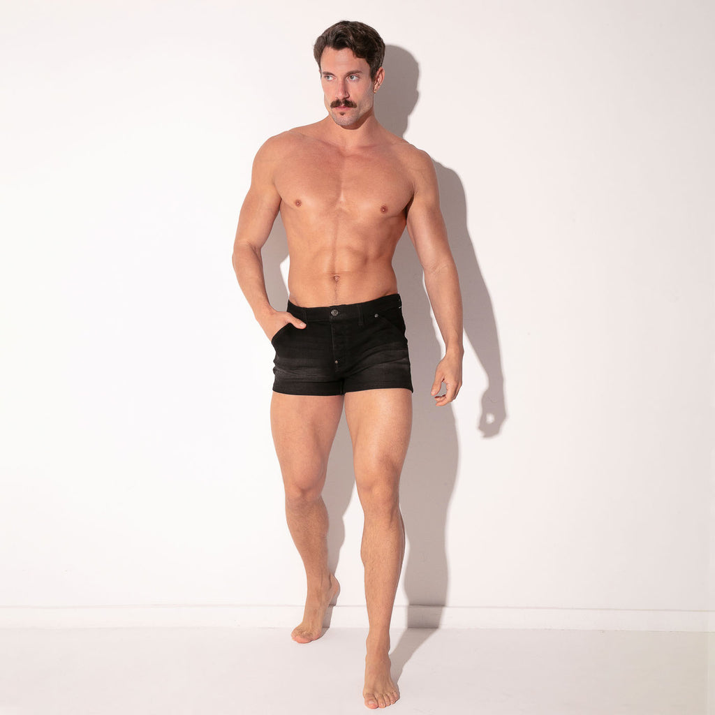Short vaquero elástico de 5 bolsillos negro