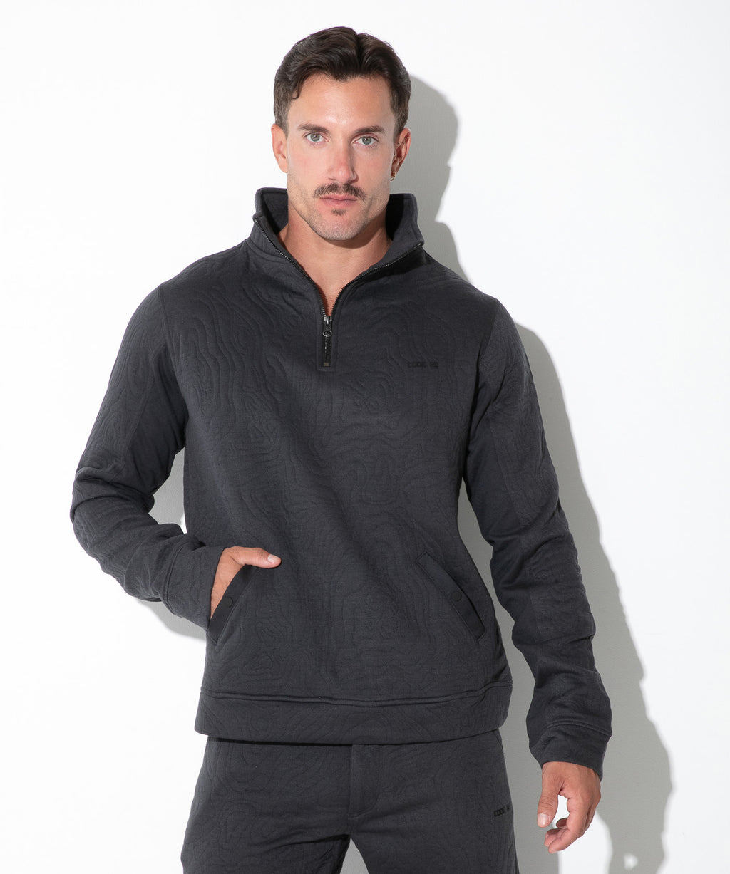 Quilted Quarter-Zip Sweatshirt