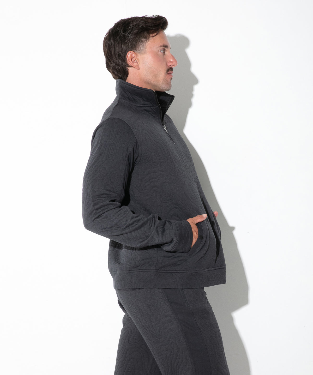 Quilted Quarter-Zip Sweatshirt
