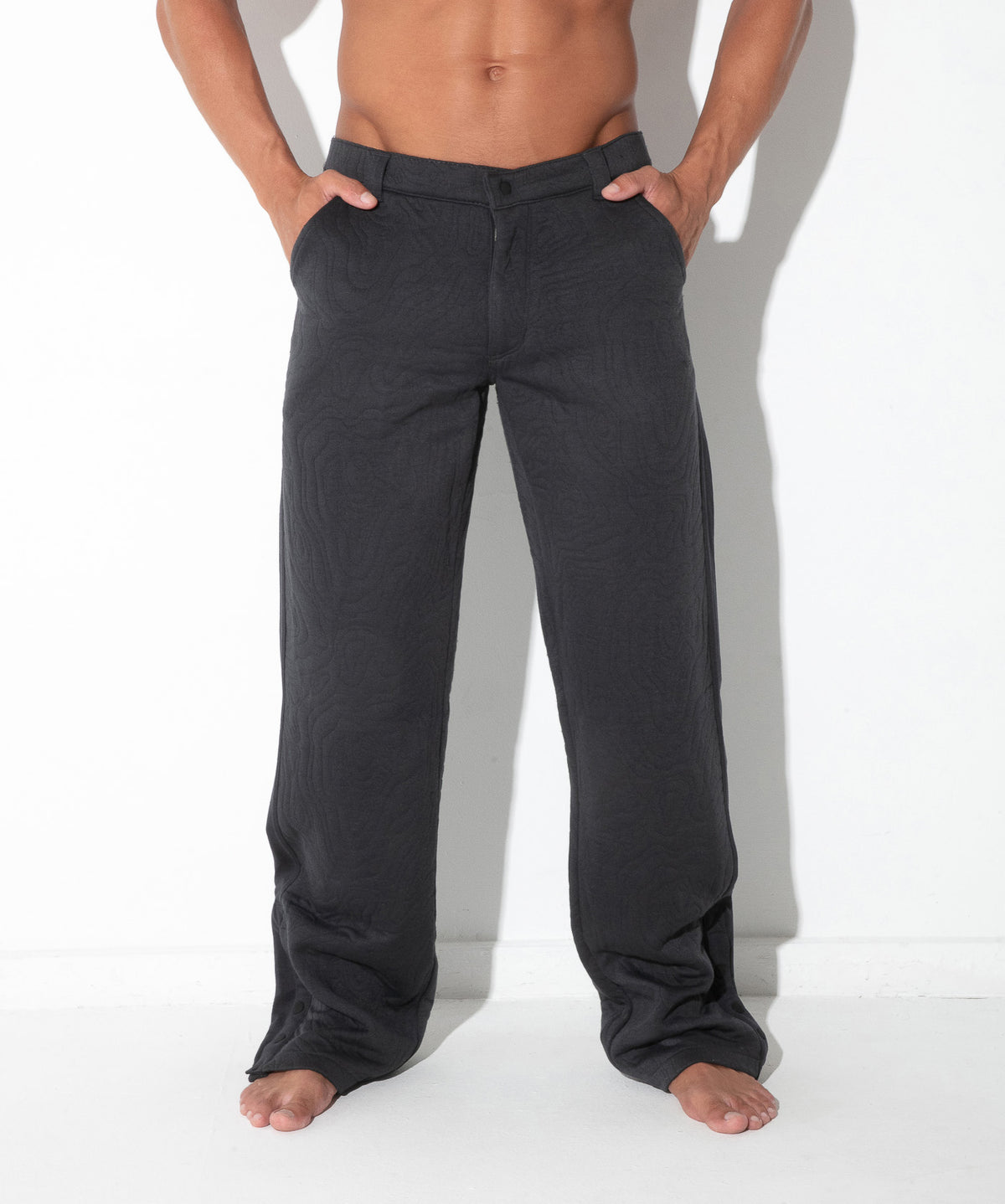 Quilted Snap-Detail Pants