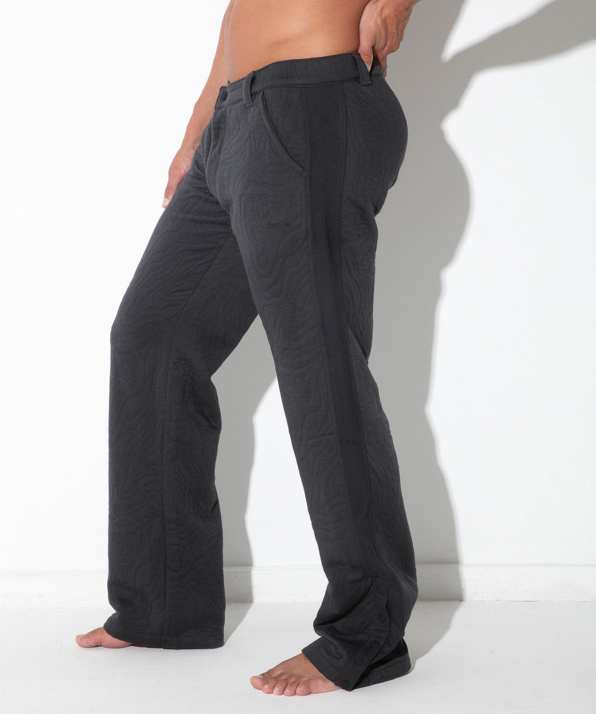 Quilted Snap-Detail Pants