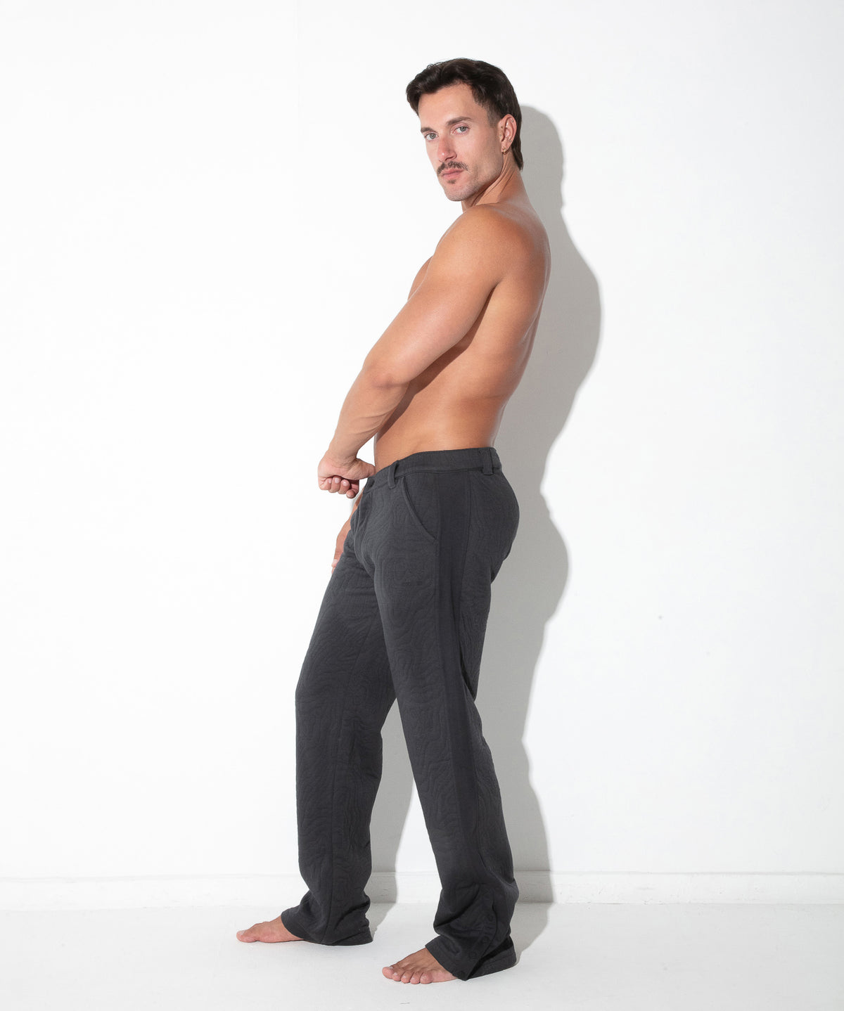 Quilted Snap-Detail Pants