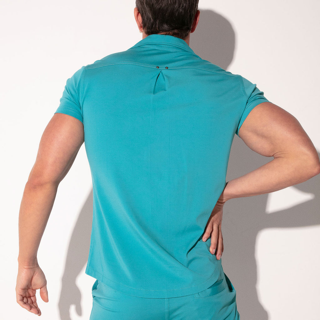 Camisa silken verde azulado