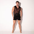 Camiseta sin mangas con capucha rock negra
