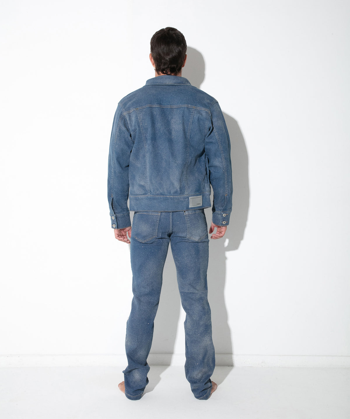 metallic denim jacket silver