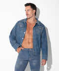 metallic denim jacket silver