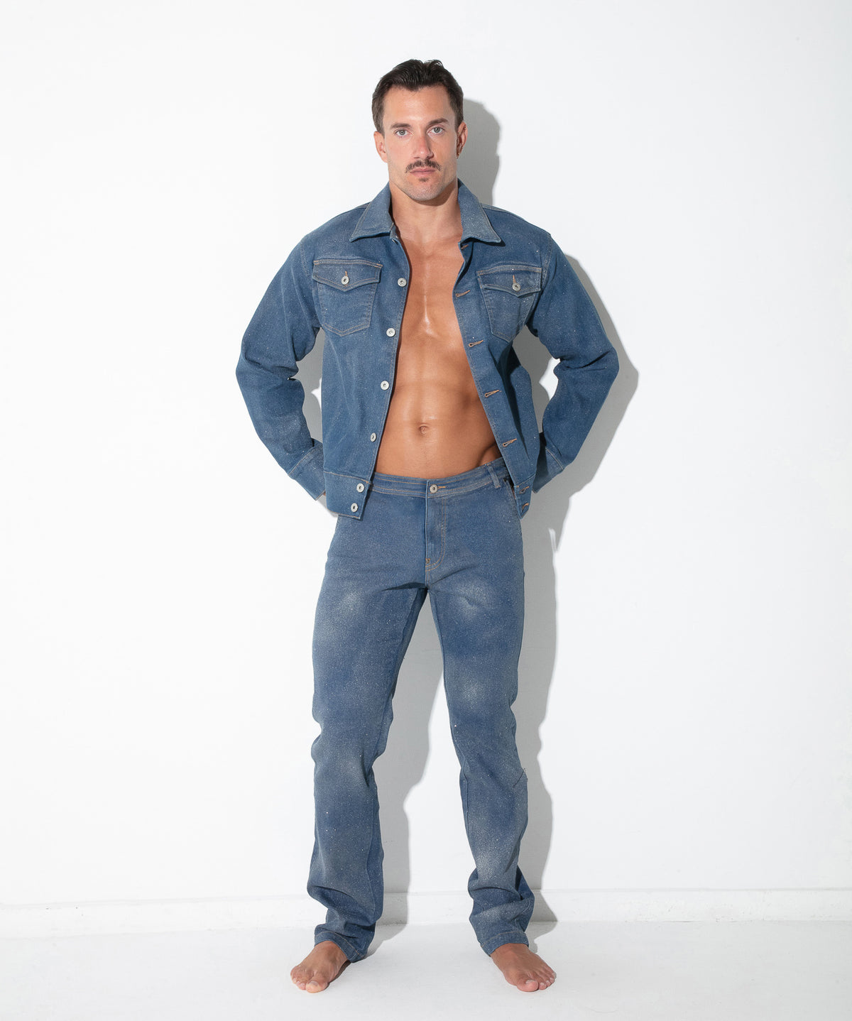 metallic denim jacket silver