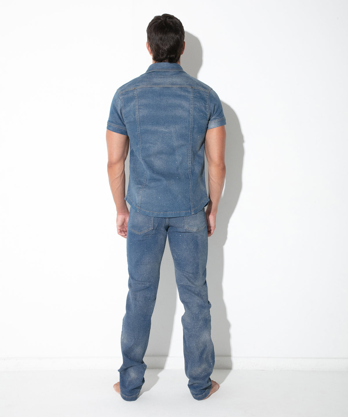 metallic denim shirt silver