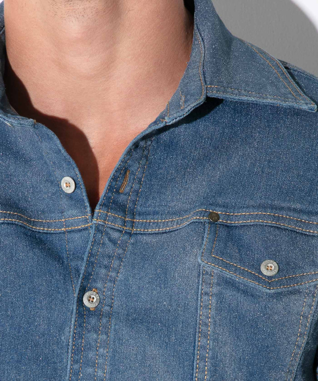 metallic denim shirt silver