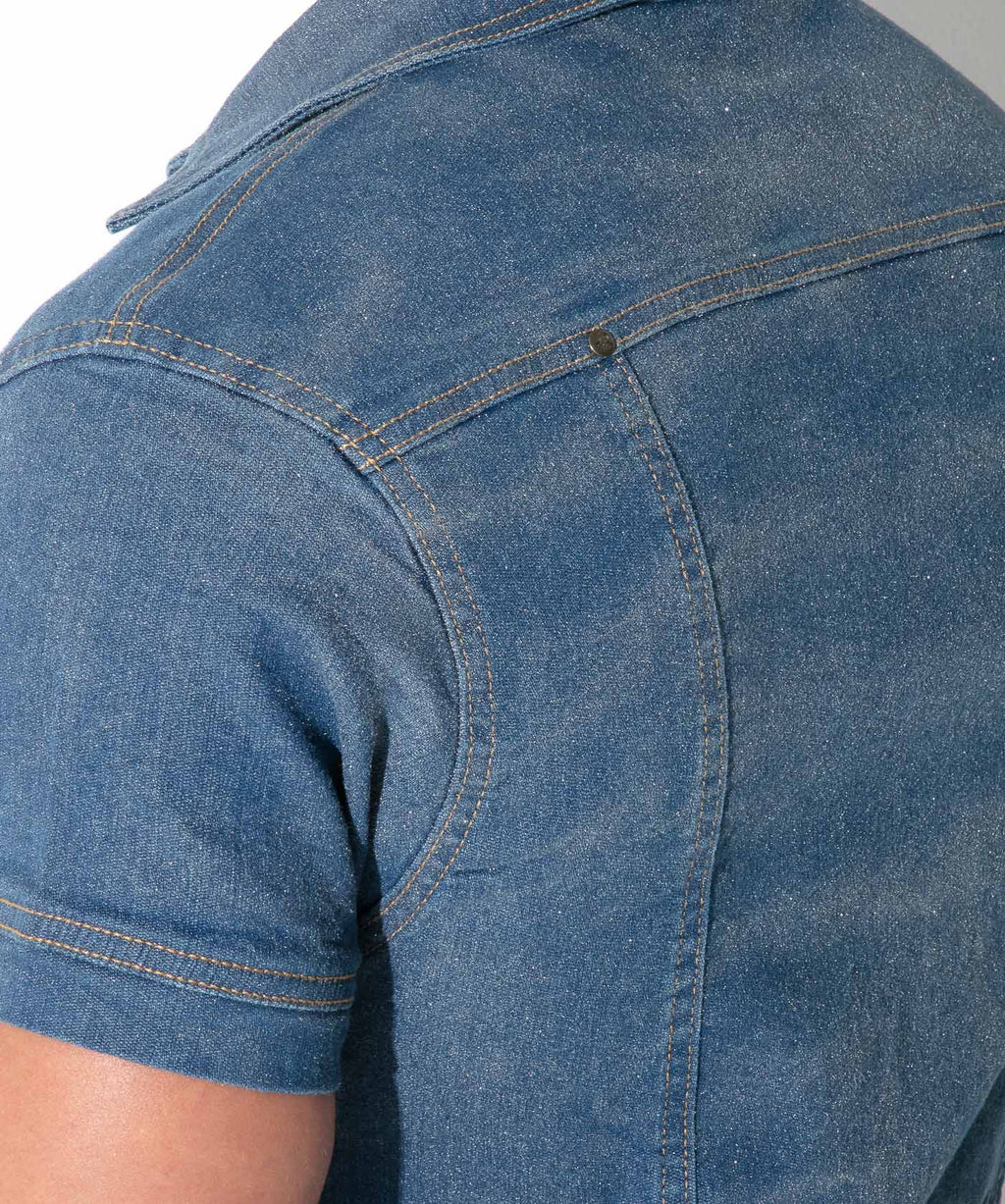 metallic denim shirt silver