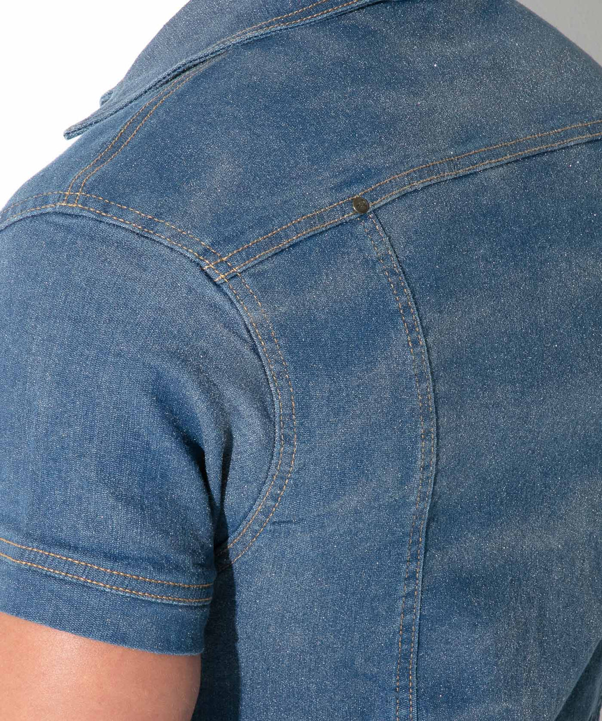 metallic denim shirt silver