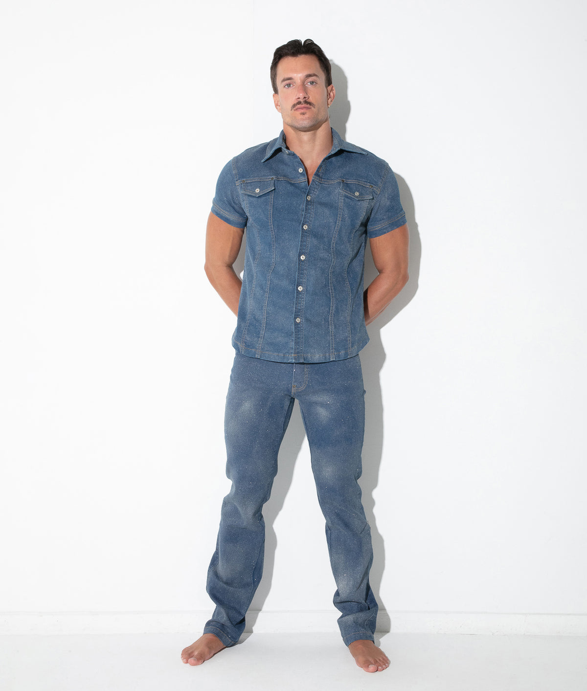 metallic denim shirt silver