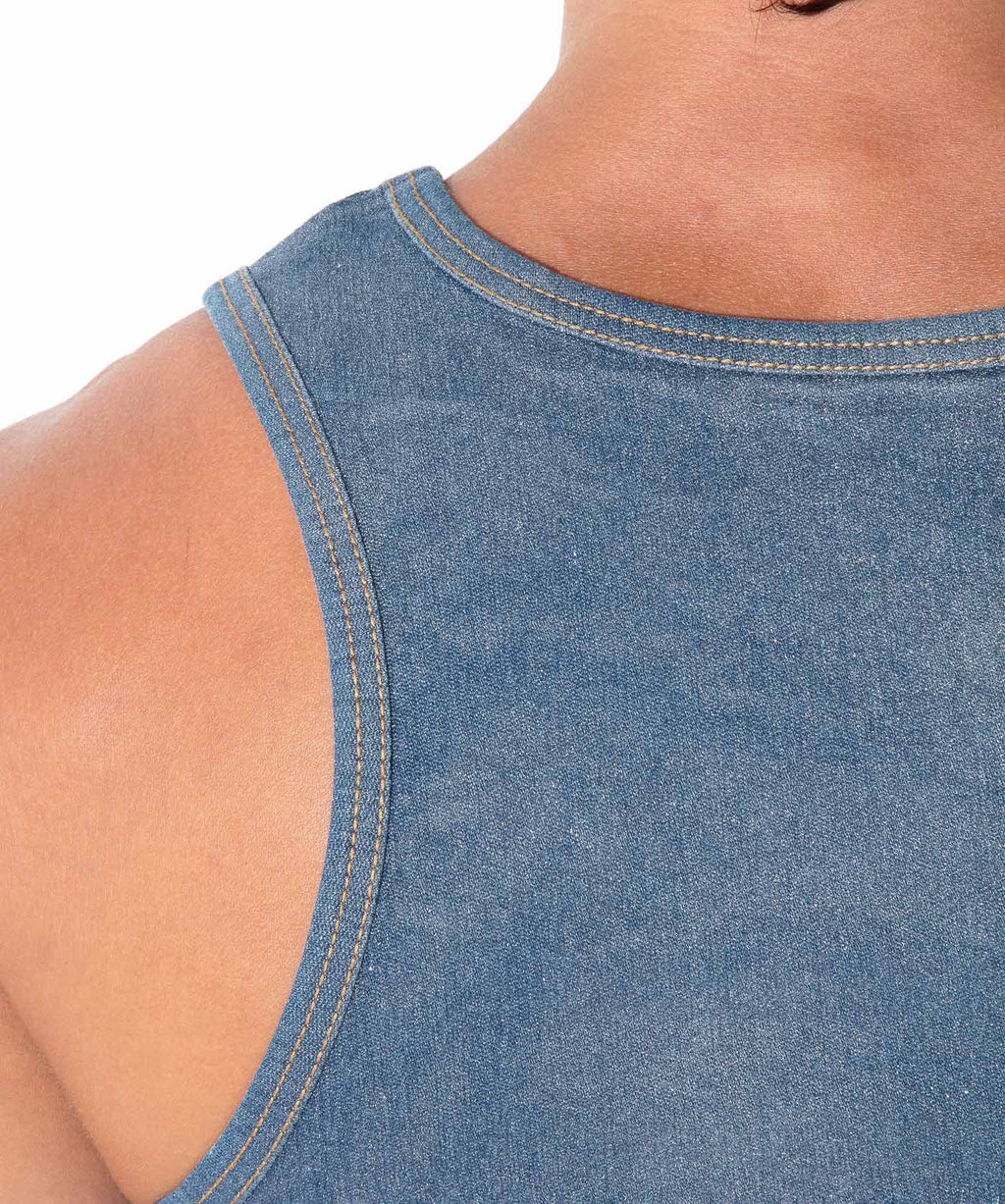 metallic denim tanktop silver
