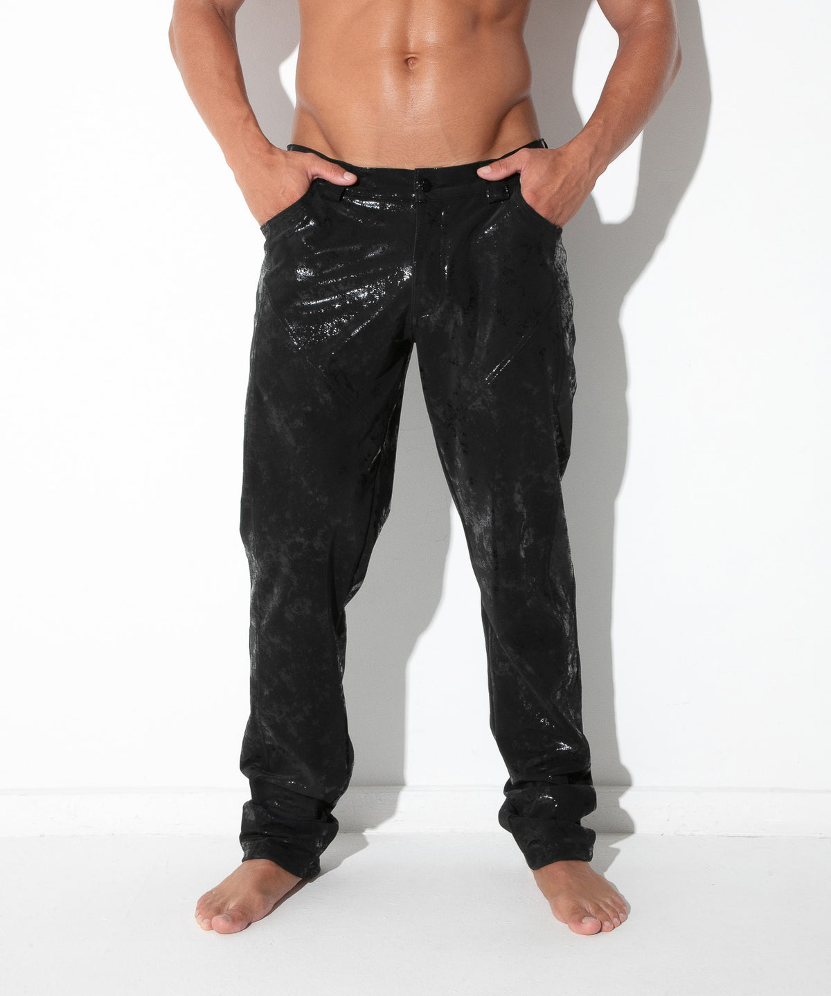 pantalón 5 bolsillos vintage leatherette negro