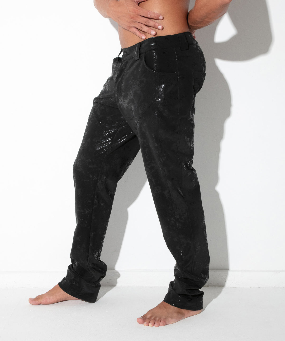pantalón 5 bolsillos vintage leatherette negro