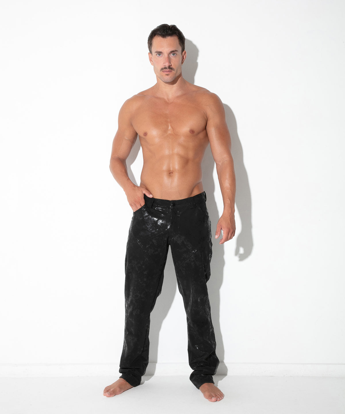 pantalón 5 bolsillos vintage leatherette negro