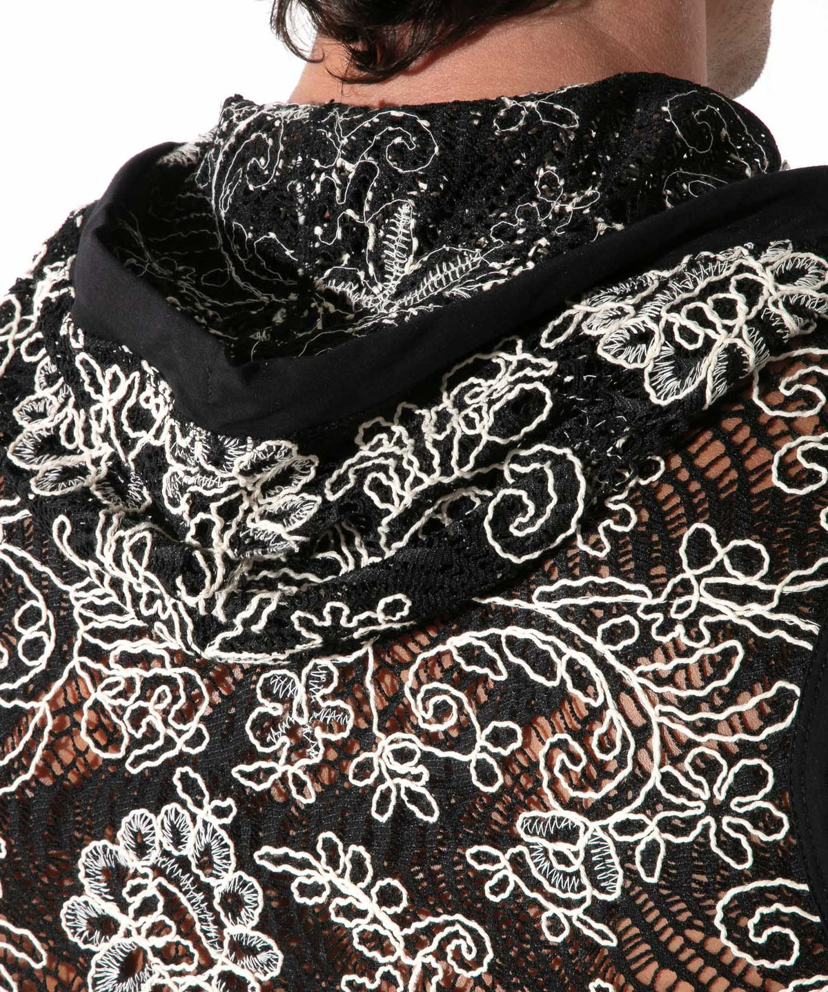 sudadera sin mangas contrast corded lace negro