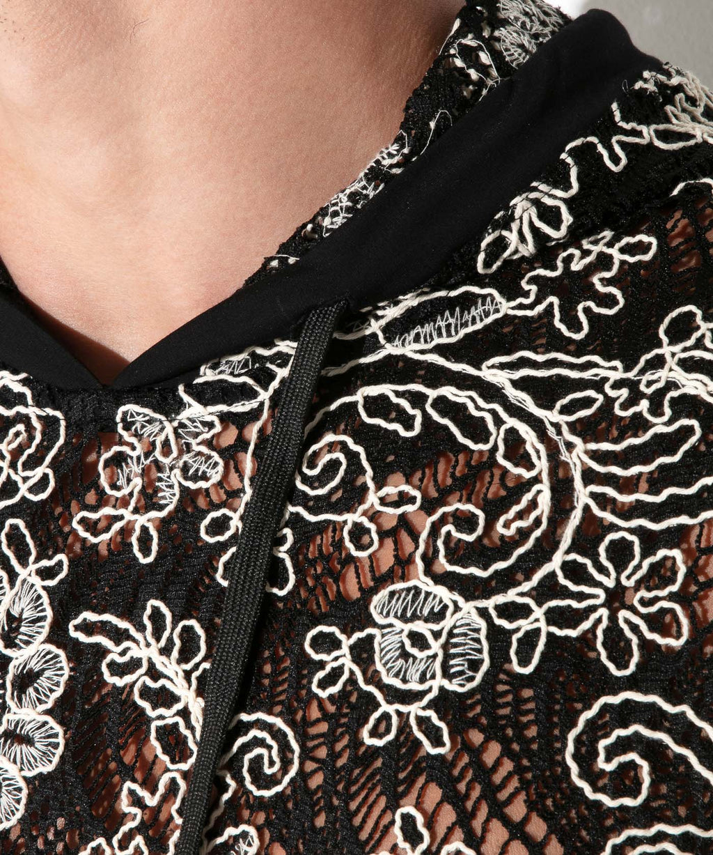 sudadera sin mangas contrast corded lace negro