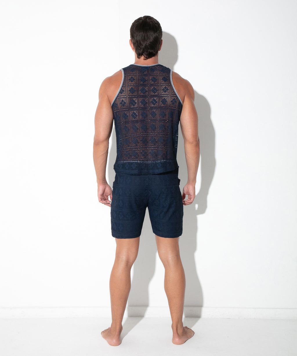 graphic lace tanktop navy