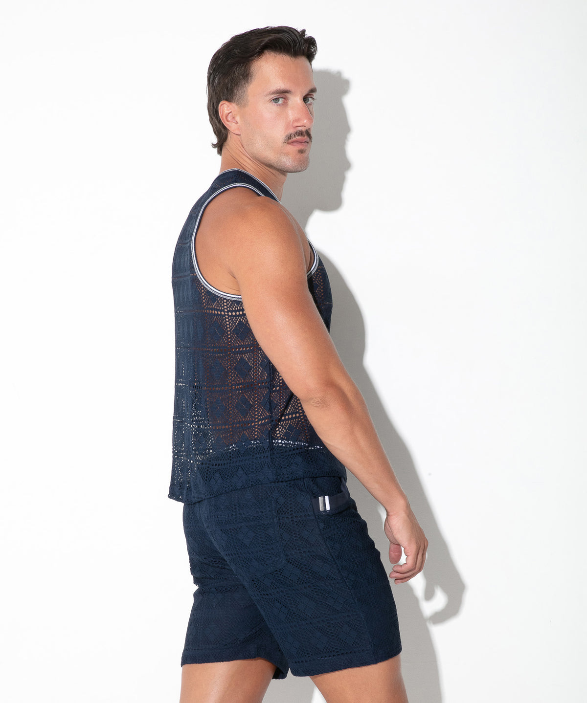 graphic lace tanktop navy