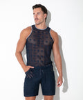 graphic lace tanktop navy