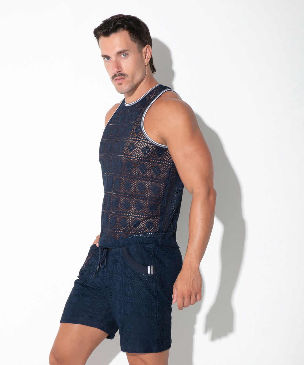 graphic lace tanktop navy