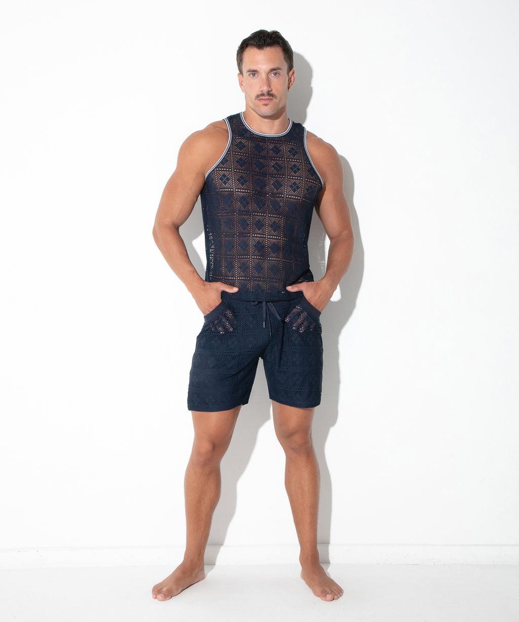 graphic lace tanktop navy