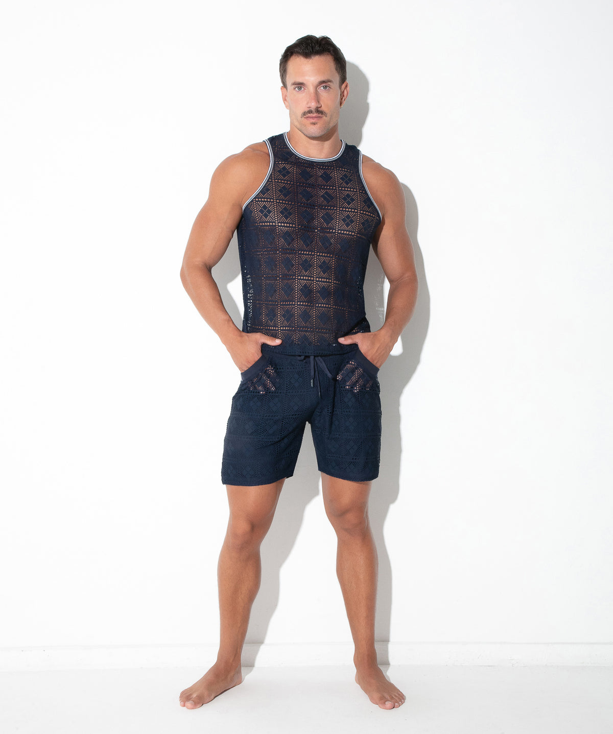 graphic lace tanktop navy