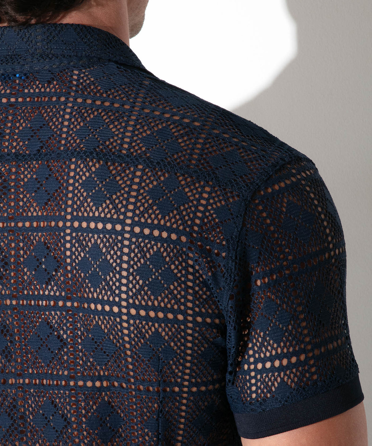 graphic lace shirt navy